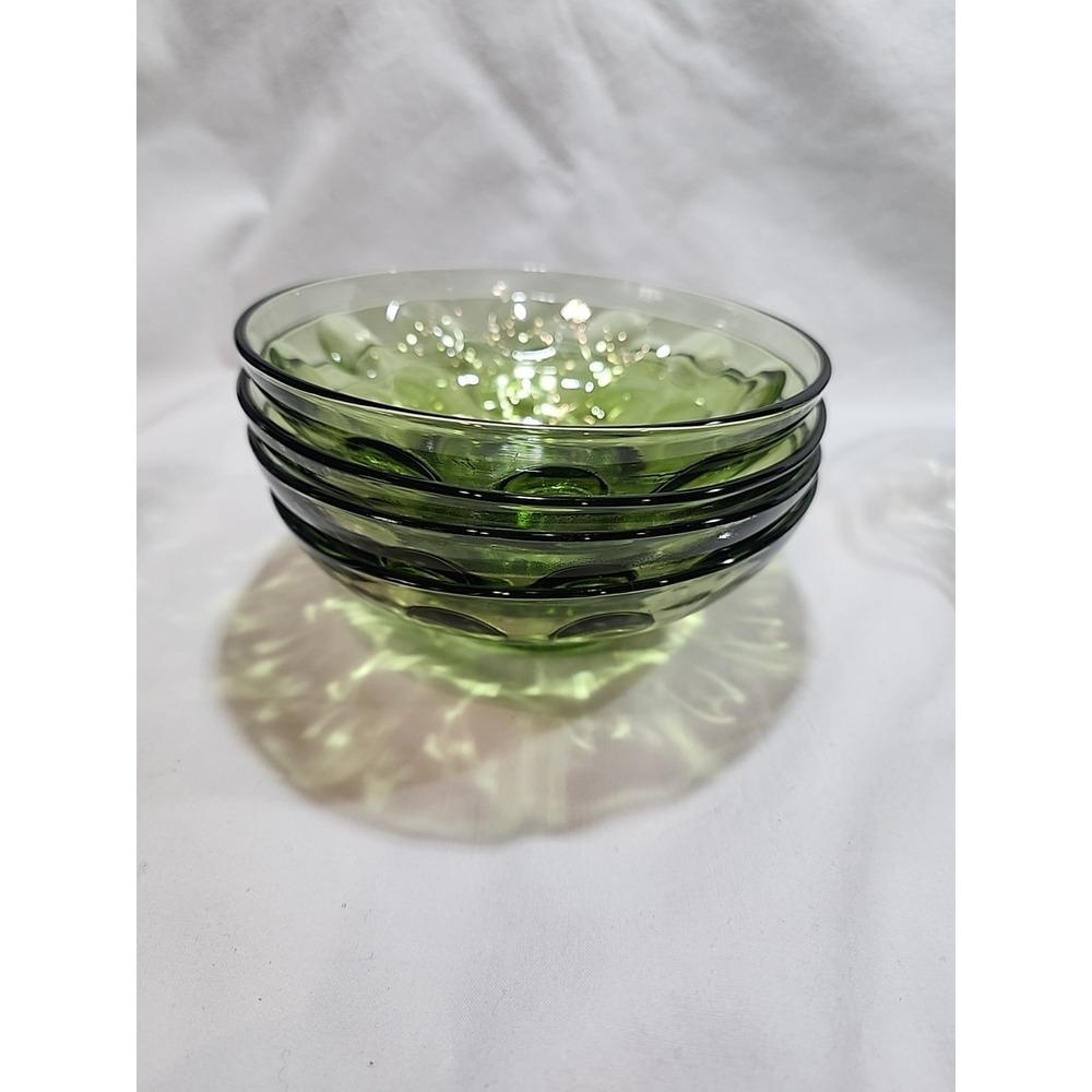 (1)Vtg Hazel Atlas, Eldorado,Green Raindrop,Dessert/Fruit Bowls 4 3/4"